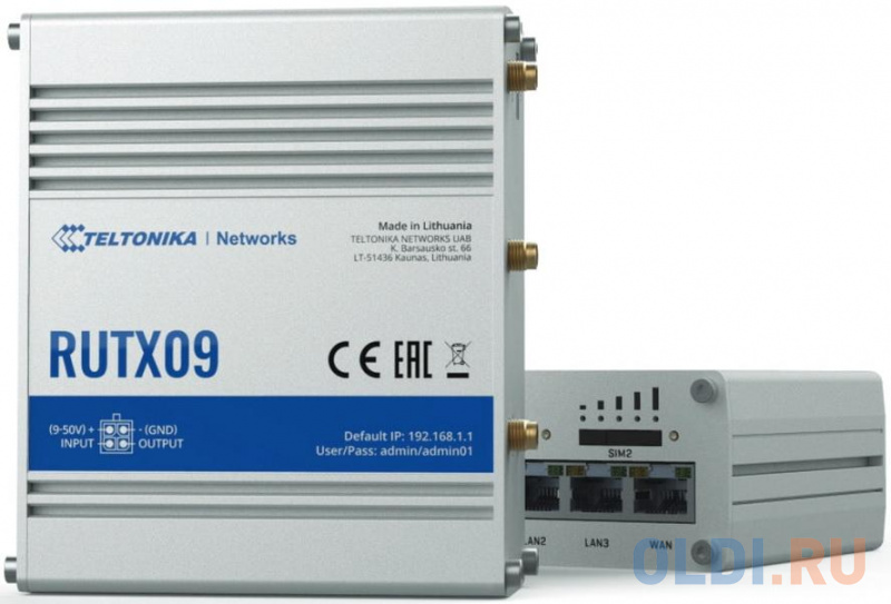 

Маршрутизатор Teltonika RUTX09 4G (LTE) cat6 / 3G . 2x SIM / W-Fi / 4x RJ-45 / USB 2.0 / GPS/GNSS