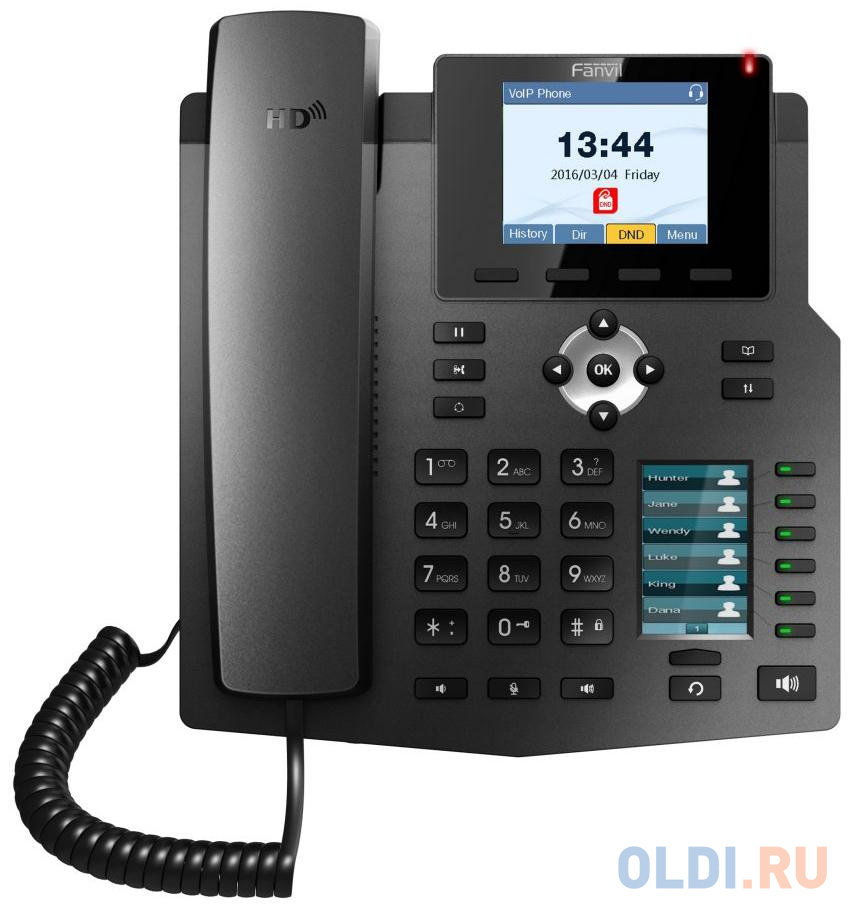 Телефон IP Fanvil X4G 4 линии 2x10/100/1000Mbps цветной LCD PoE