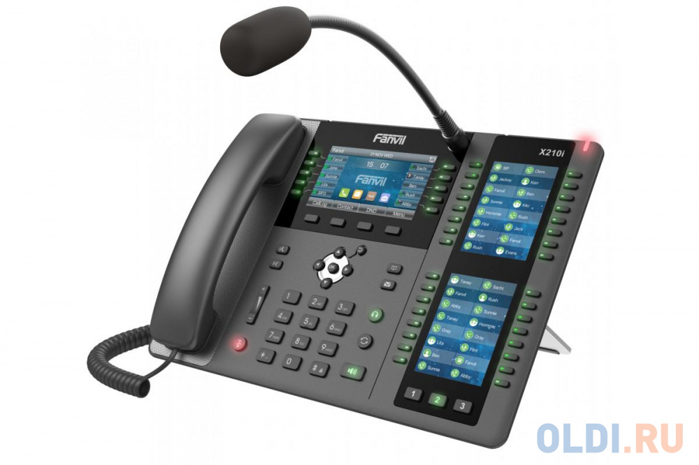 X210i Телефон IP Fanvil IP телефон 20 линий, внешний микрофон, цветной экран 4.3" + два доп. цветных экрана 3.5", HD, Opus, 10/100/1