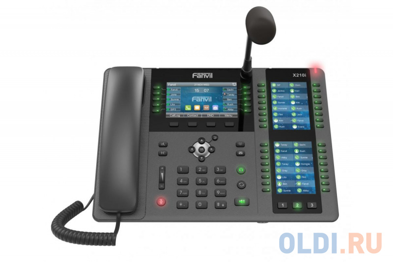 X210i Телефон IP Fanvil IP телефон 20 линий, внешний микрофон, цветной экран 4.3&quot; + два доп. цветных экрана 3.5&quot;, HD, Opus, 10/100/1 фото