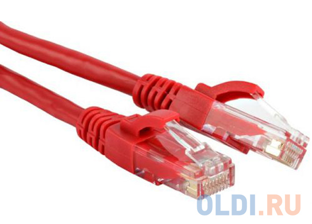 Патч-корд UTP 5E категории 1м Hyperline PC-LPM-UTP-RJ45-RJ45-C5e-1M-LSZH-RD красный