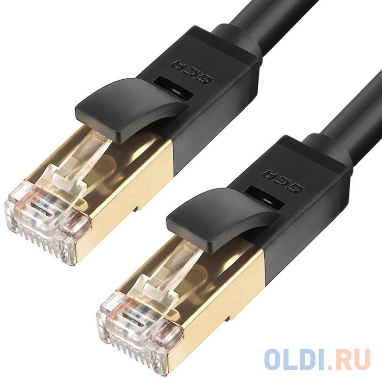 

Greenconnect Патч-корд PROF категории 7 ethernet 0.5m F/FTP, RJ45, CU, 28 AWG, литой, прямой , черный, экранированные коннекторы