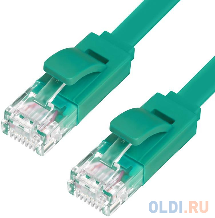 Greenconnect Патч-корд PROF плоский прямой 2.0m, UTP медь кат.6, зеленый, позолоченные контакты, 30 AWG, ethernet high speed 10 Гбит/с, RJ45, T568B gcr патч корд прямой 3 0m utp кат 6 серый 24 awg ethernet high speed rj45 t568b gcr 52593