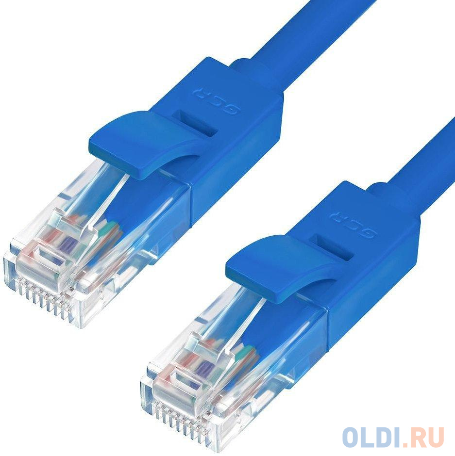 Greenconnect Патч-корд прямой 1.0m UTP кат.6, синий, позолоченные контакты, 24 AWG, литой, GCR-LNC601-1.0m, ethernet high speed, RJ45, T568B - фото 1