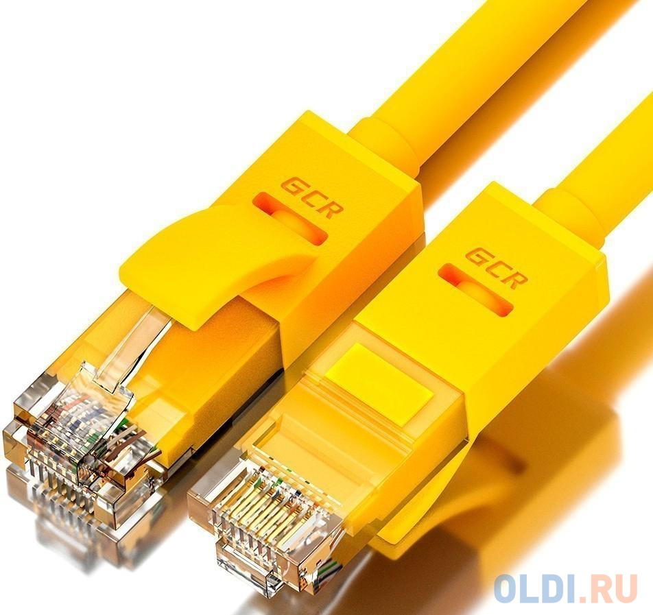 Greenconnect Патч-корд прямой 0.15m, UTP кат.5e, желтый, позолоченные контакты, 24 AWG, литой, GCR-LNC02-0.15m, ethernet high speed 1 Гбит/с, RJ45, T5