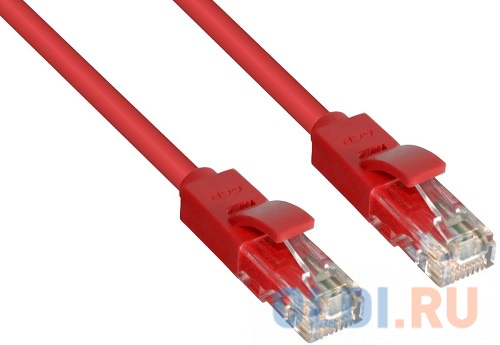 Greenconnect Патч-корд прямой 0.15m, UTP кат.5e, красный, позолоченные контакты, 24 AWG, литой, GCR-LNC04-0.15m, ethernet high speed 1 Гбит/с, RJ45, T568B