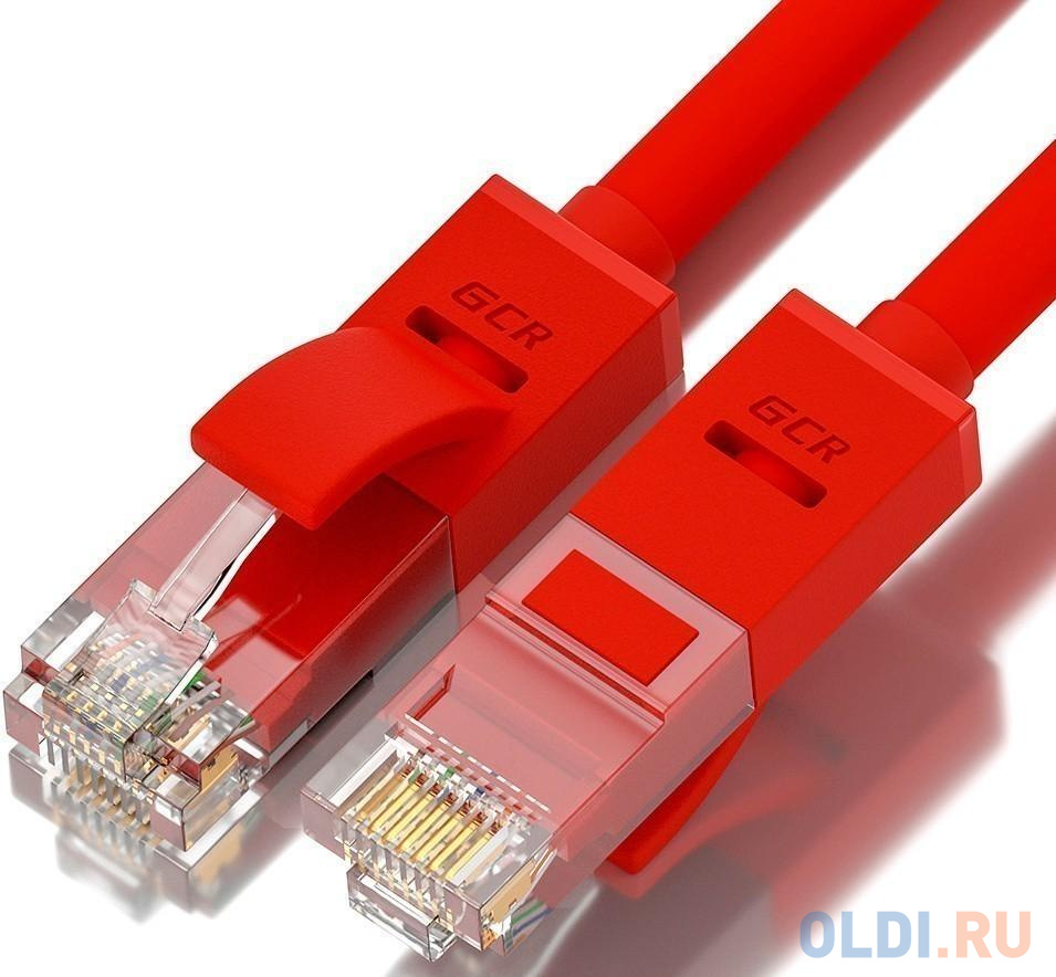 Greenconnect Патч-корд прямой 40.0m, UTP кат.5e, красный, позолоченные контакты, 24 AWG, литой, GCR-LNC04-40.0m, ethernet high speed 1 Гбит/с, RJ45, T gcr патч корд прямой 14 0m utp кат 5e серый позолоченные контакты 24 awg литой ethernet high speed 1 гбит с rj45 t568b gcr 51517
