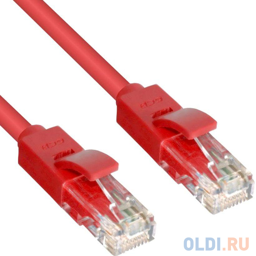 Патч-корд UTP 5E категории 30.0м Greenconnect GCR-LNC04-30.0m литой красный - фото 1
