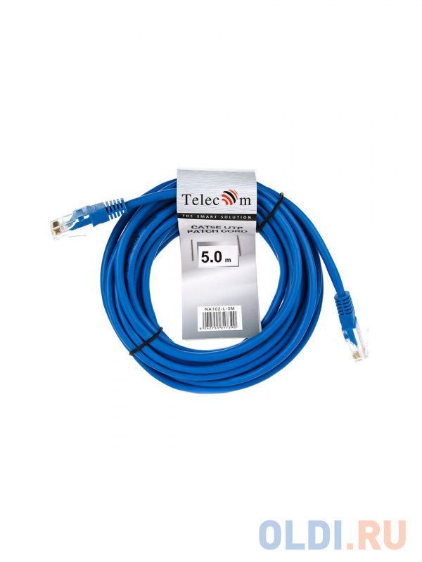 Патчкорд литой "Telecom" UTP кат.5е 5,0м синий фото