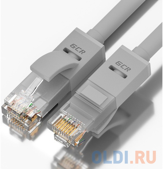 GCR Патч-корд прямой 13.0m UTP кат.5e, серый, позолоченные контакты, 24 AWG, литой, ethernet high speed 1 Гбит/с, RJ45, T568B, GCR-51516