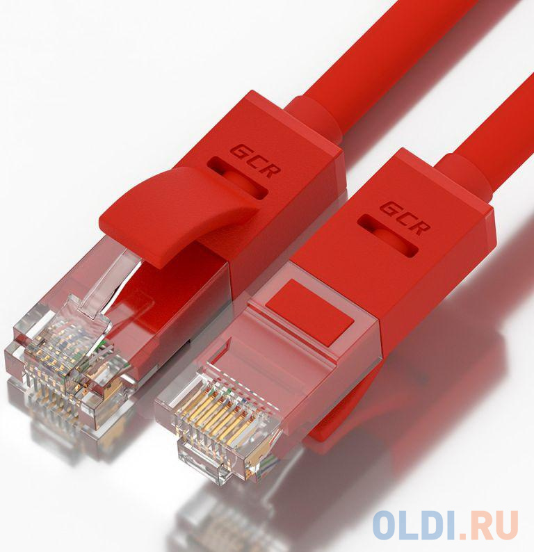 GCR Патч-корд прямой 35.0m UTP кат.5e, красный, позолоченные контакты, 24 AWG, литой, ethernet high speed 1 Гбит/с, RJ45, T568B, GCR-50946