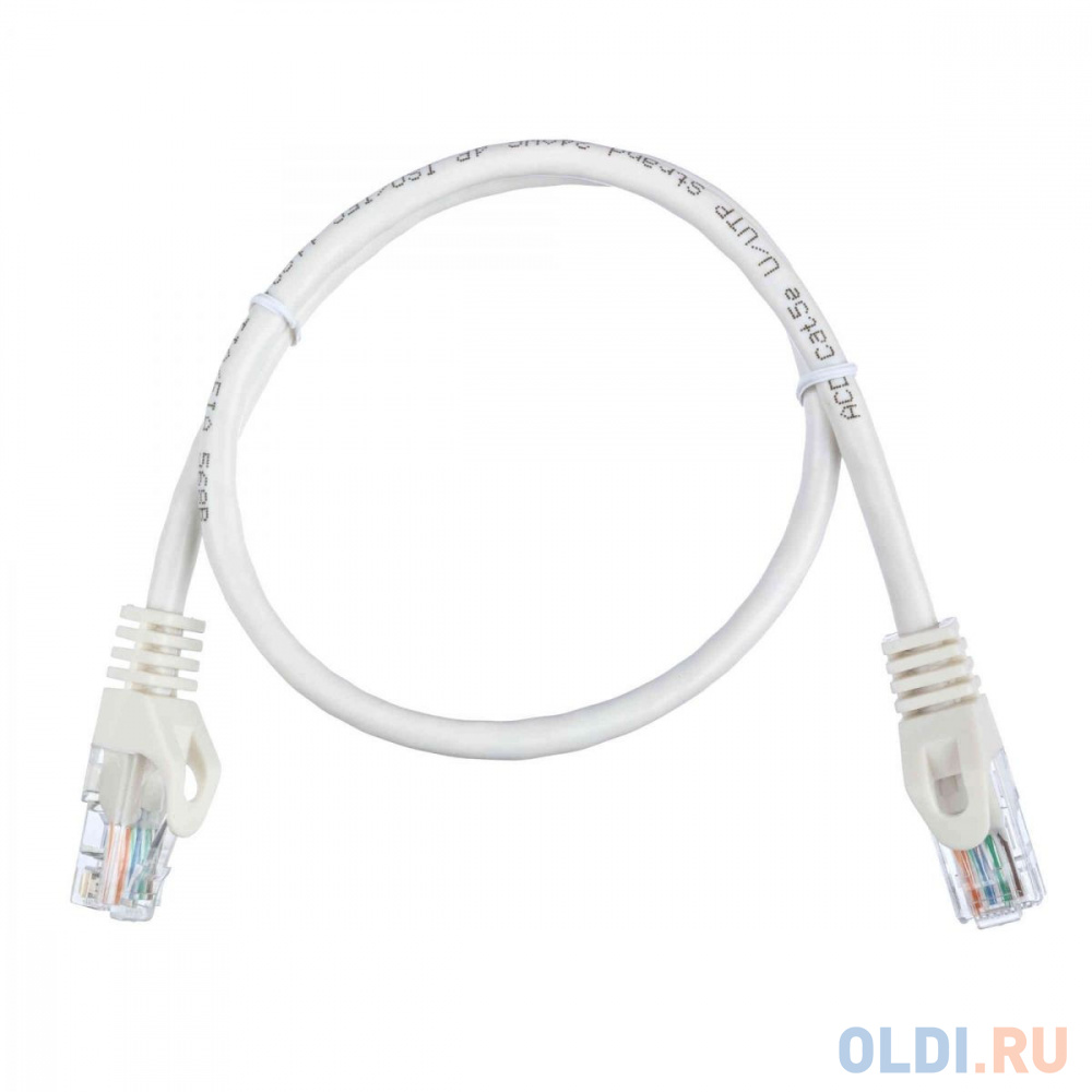 Патч-корд ACD-LPU5C-5DW [ACD-LPU5C-5DW] Cat5e UTP 24AWG 4Pair, 7/0.18мм CU Белый, 0.5м (741722)