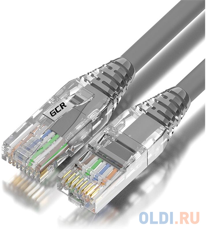 GCR Патч-корд 0.3m LSZH UTP кат.5e, серый, коннектор ABS, 24 AWG, ethernet high speed 1 Гбит/с, RJ45, T568B
