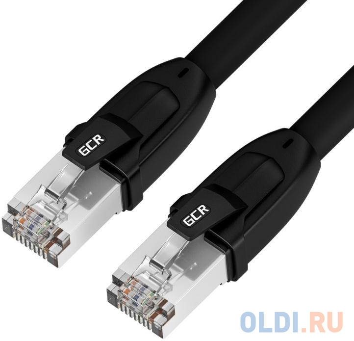 GCR Патч-корд PROF кат.8 ethernet  2.0m F/FTP,  RJ45, CU, 26 AWG, литой, прямой, черный, экранированные коннекторы, GCR-52348