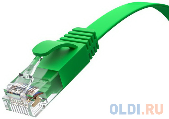 GCR Патч-корд PROF плоский прямой 1.5m, UTP медь кат.6, зеленый, 30 AWG, ethernet high speed 10 Гбит/с, RJ45, T568B, GCR-52837 Вид№2