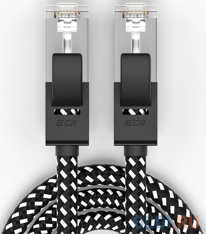 GCR Патч-корд PROF прямой 5.0m, UTP медь кат.6, STRONG черно-белый нейлон, ethernet high speed 10 Гбит/с, T568B, GCR-52779 GCR Патч-корд PROF прямой 5.0m, UTP медь кат.6, STRONG черно-белый нейлон, ethernet high speed 10 Гбит/с, T568B, GCR-52779 фото