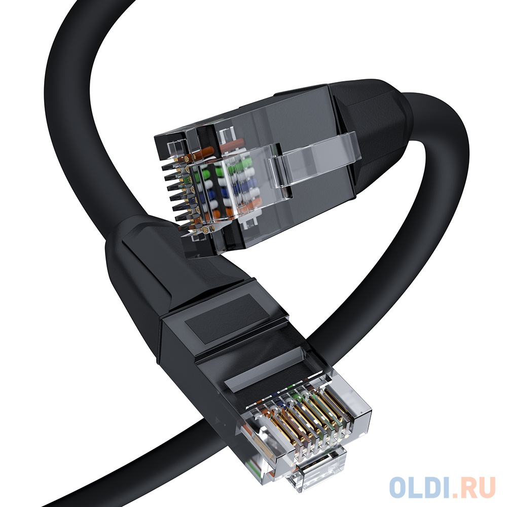 GCR Патч-корд прямой 10.0m UTP кат.6, черный, 24 AWG, литой без фиксатора, ethernet high speed 1 Гбит/с, RJ45, T568B, GCR-52536