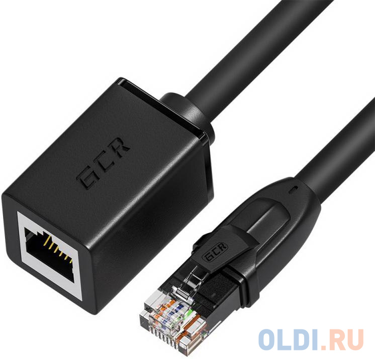 

GCR Удлинитель патч-корда прямой 2.0m, UTP медь, кат.6, 24 AWG, ethernet high speed 10 Гбит/с, RJ45, GCR-52650, Черный