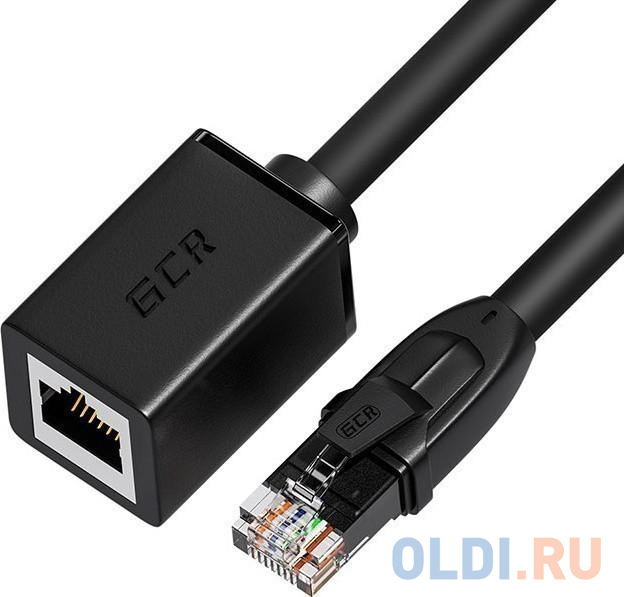 

GCR Удлинитель патч-корда прямой 0.5m, UTP медь, кат.6, 24 AWG, ethernet high speed 10 Гбит/с, RJ45, GCR-52644, Черный