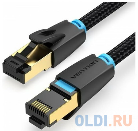 Патч-корд Vention прямой SFTP cat.8 RJ45 - 2м. Черный Тканевая оплетка