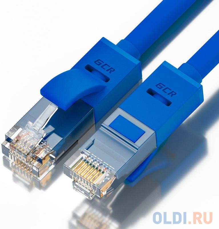 GCR Патч-корд прямой 35.0m UTP кат.5e, синий, позолоченные контакты, 24 AWG, литой, ethernet high speed 1 Гбит/с, RJ45, T568B, GCR-50947
