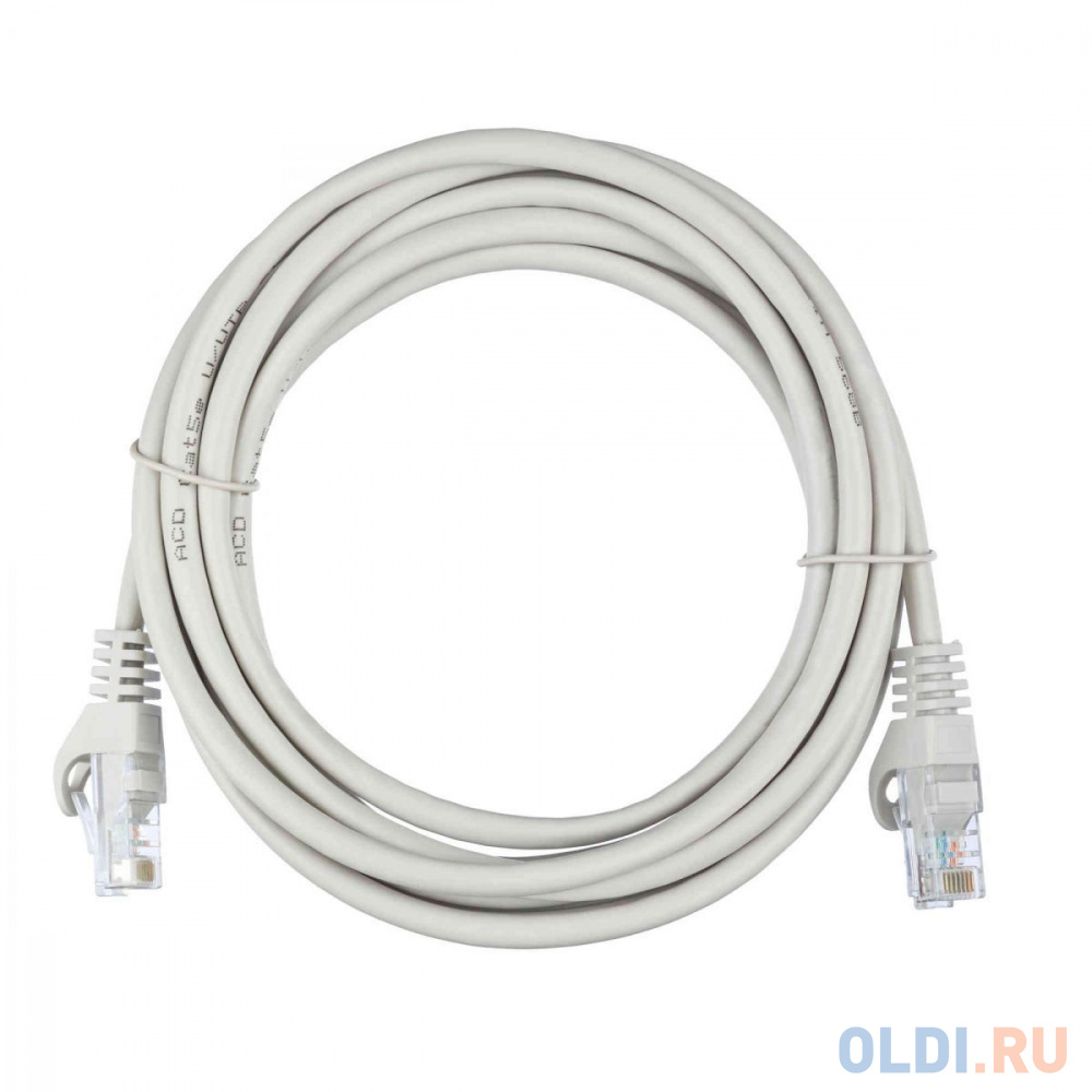 Патч-корд ACD-LPU5E-30A [ACD-LPU5E-30A] Cat5e UTP 24AWG 4Pair, 7/0.18мм CCA Серый, 3.0м  (741555)