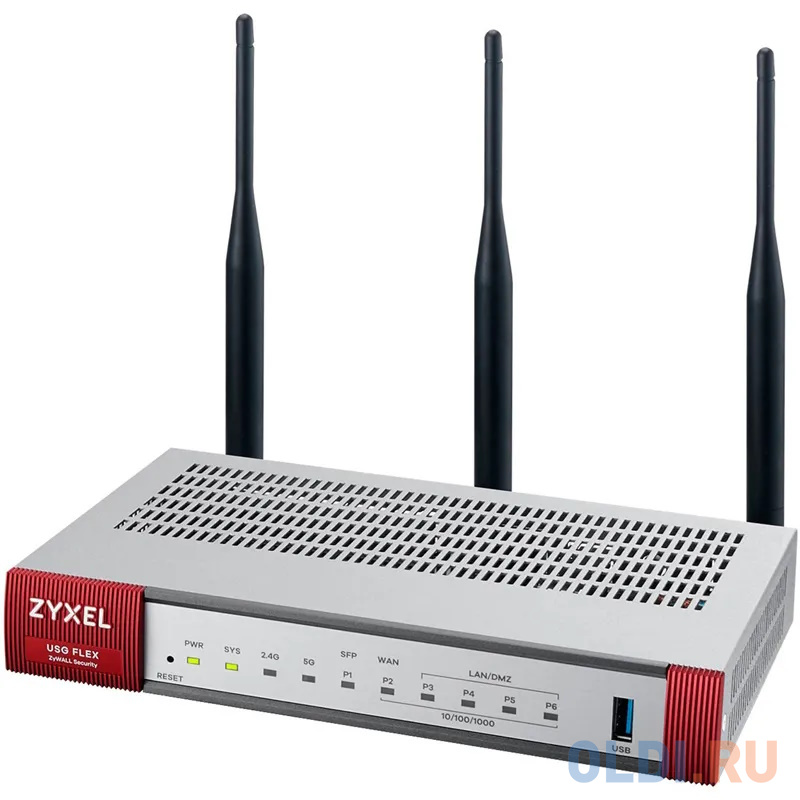 ZYXEL ZyWALL USG FLEX 100W Firewall with 1-year subscriptions (AS, AV, CF, IDP), 2xWAN GE (1xRJ-45 and 1xSFP), 4xLAN / DMZ GE, 802.11a / b / g / n / a м - фото 1