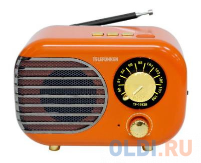

Радиоприемник настольный Telefunken TF-1682B оранжевый/золотистый USB microSD