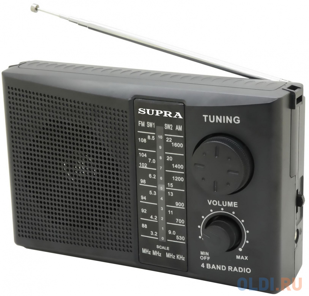 Радиоприемник портативный Supra ST-10 черный радиоприемник сигнал эфир 15