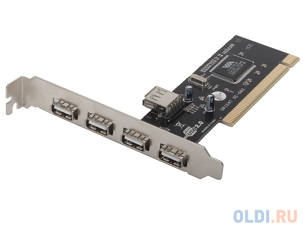 Контроллер Orient DC-602 Card USB2.0 4ext/1int port, VIA chipset, PCI, OEM