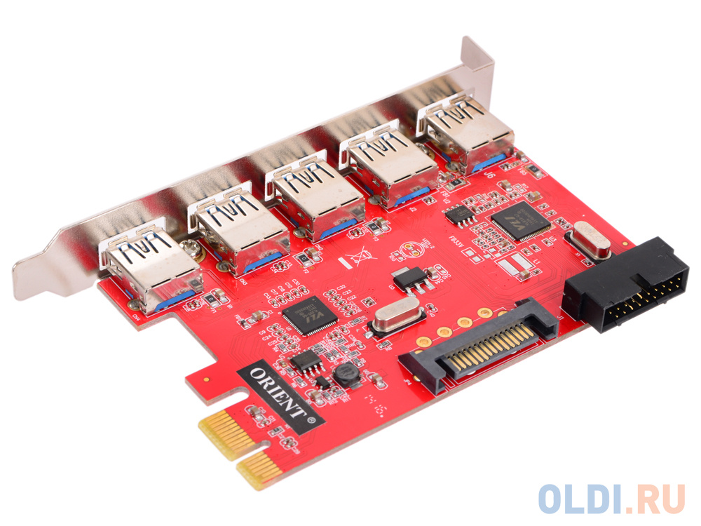 Контроллер ORIENT VA-3U5219PE, PCI-E USB 3.0 5ext/2int (19-pin) port, VIA VL805+VL813 chipset, разъем доп.питания, oem - фото 2