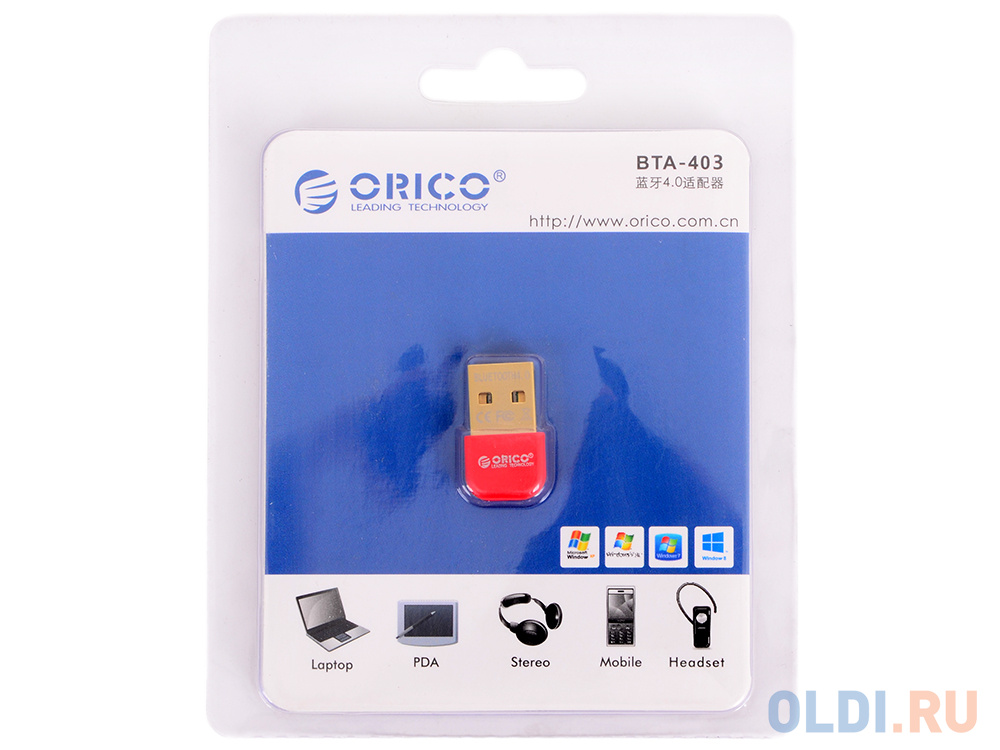 Адаптер USB Bluetooth Orico BTA-403 (красный) USB Bluetooth 4.0 BTA-403-RD - фото 3