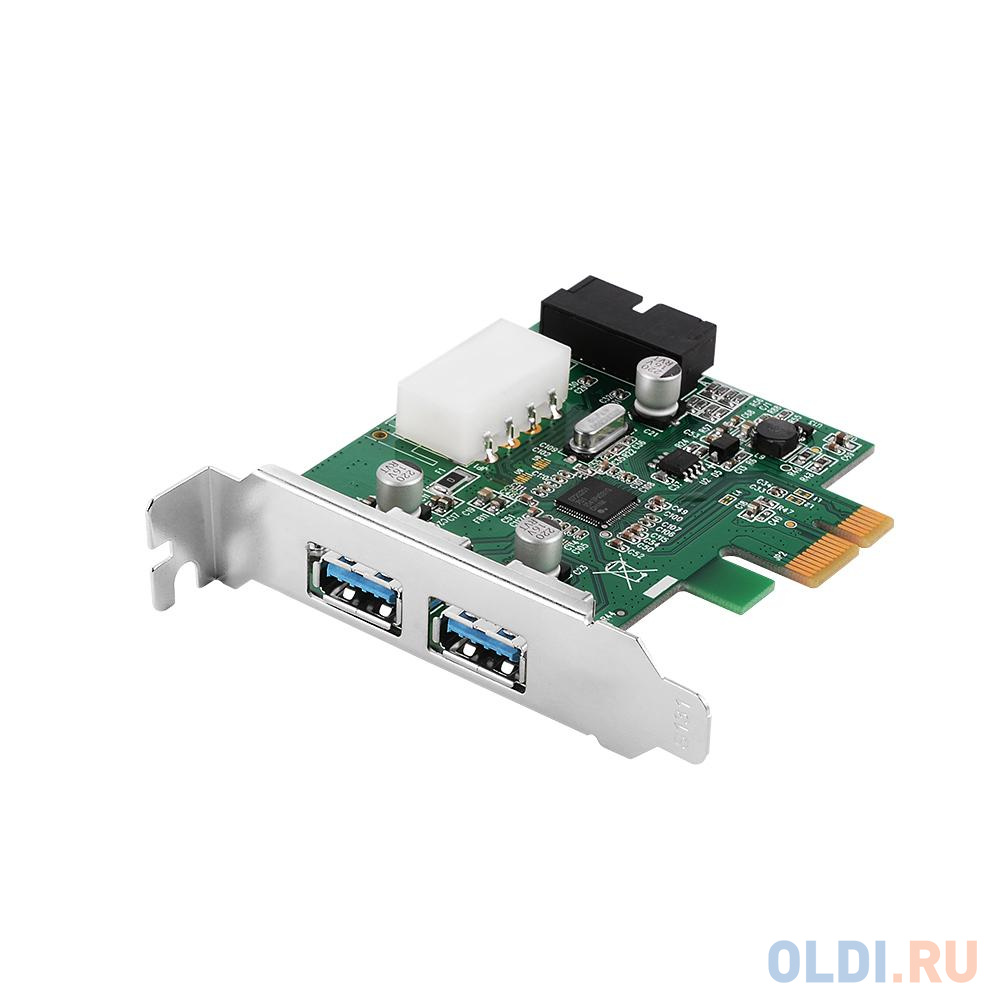 Контроллер Orient VA-3U2219PELP (OEM) PCI-Ex1, USB3.0, 2ext/2int (19pin) port, Low Profile, VIA VL805 chipset, разъем доп.питания, oem от OLDI