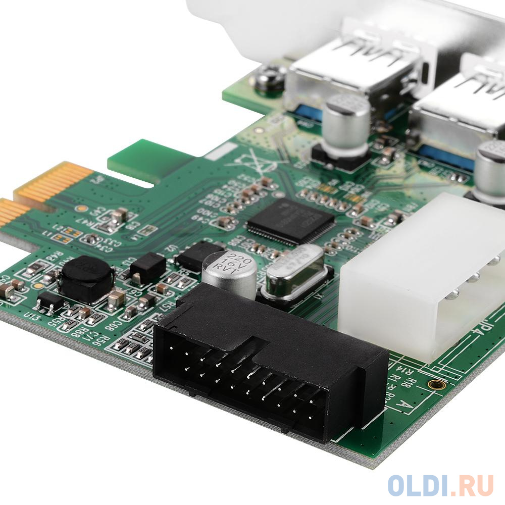Контроллер Orient VA-3U2219PELP (OEM) PCI-Ex1, USB3.0, 2ext/2int (19pin) port, Low Profile, VIA VL805 chipset, разъем доп.питания, oem от OLDI