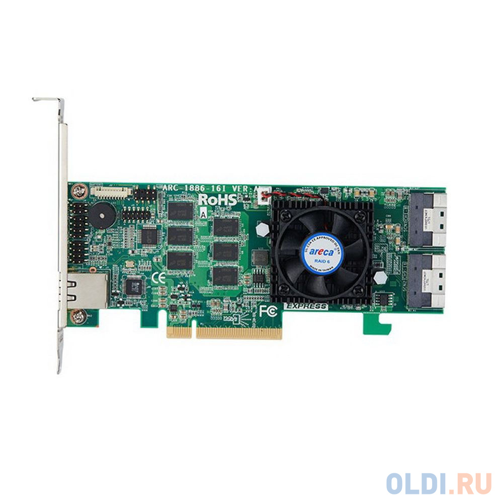 ARC-1886-16I PCIe 4.0 x8 LP, NVMe/SAS/SATA 12G, RAID 0,1,5,6,10,50,60, 16port (2*int SFF8654 x8), Cache 8GB RTL (5) (412113)