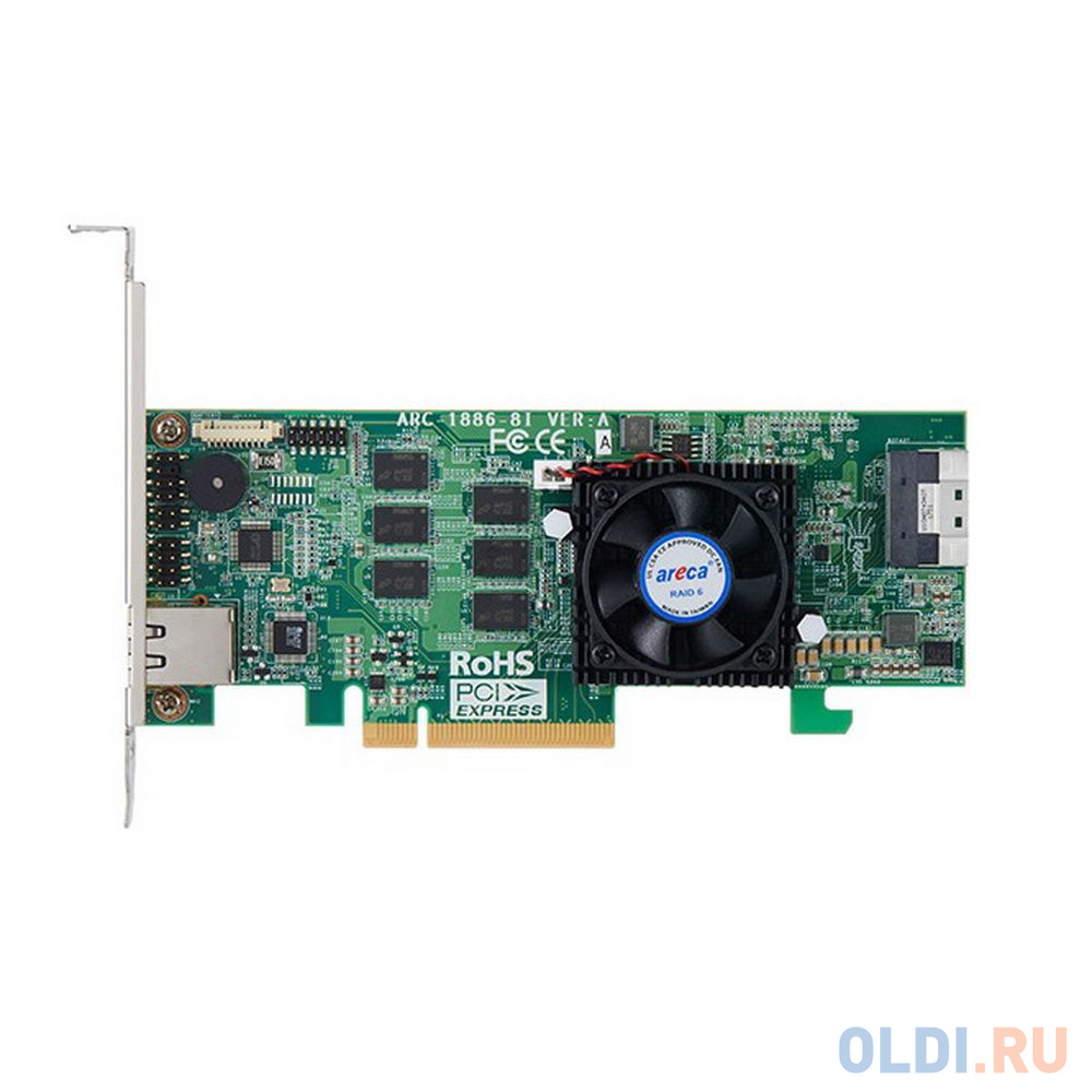 ARC-1886-8I PCIe 4.0 x8 LP, NVMe/SAS/SATA 12G, RAID 0,1,5,6,10,50,60, 8port (1*int SFF8654 x8), Cache 8GB RTL (10) (412106)