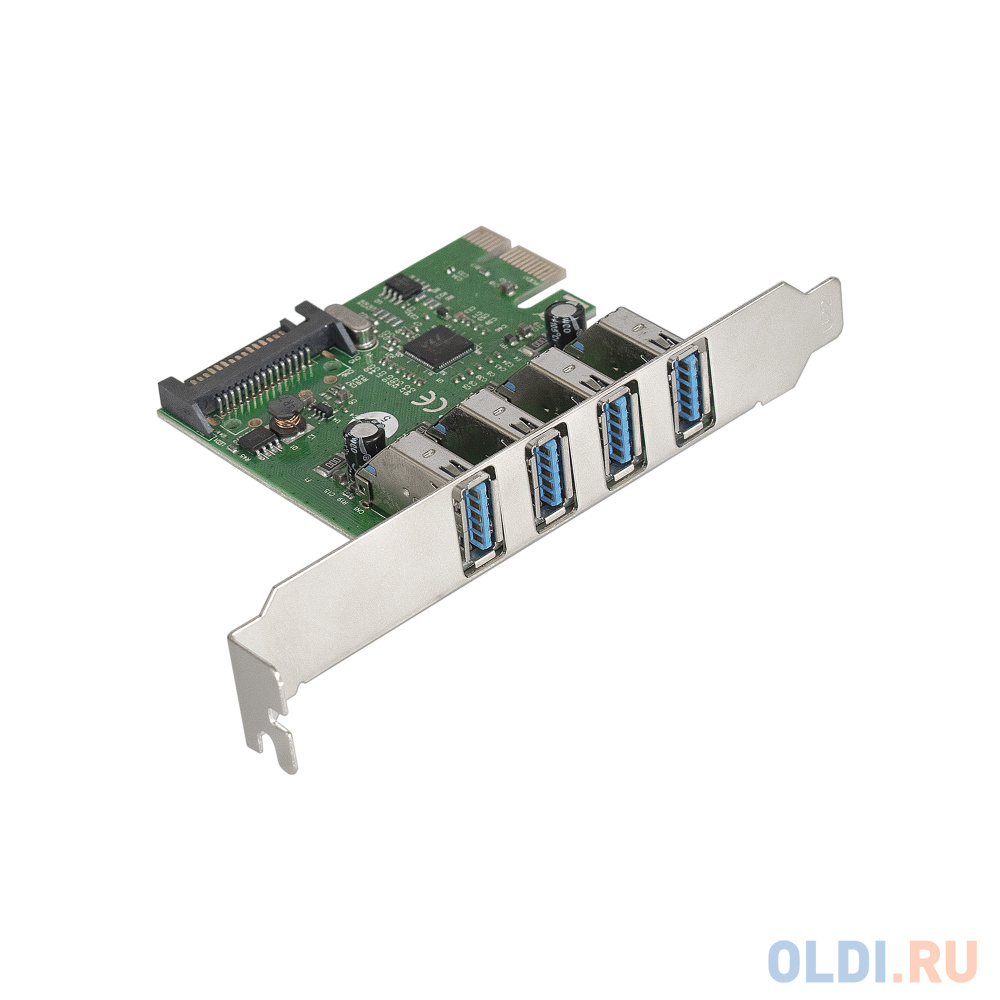 Контроллер ExeGate EXE-314 (PCI-E x1 v2.0, 4*USB3.0 ext., разъем доп.питания, VIA Labs Chipset VL805) - EX283716RUS