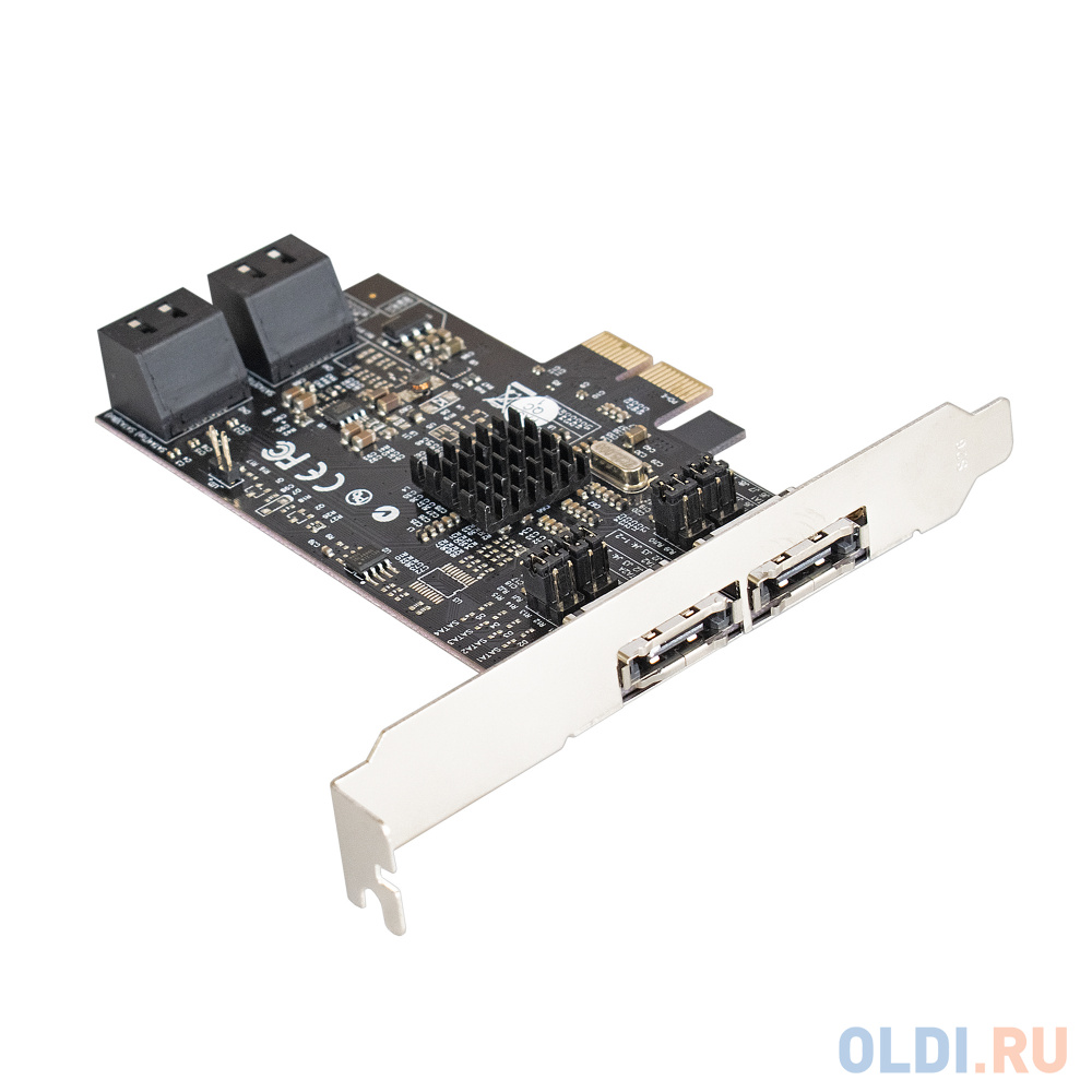 Контроллер ExeGate EXE-504 (PCI-E x1 v2.0, SATA3 RAID, 4 int.+2 ext., Marvell Chispet 88SE9230) - EX283711RUS