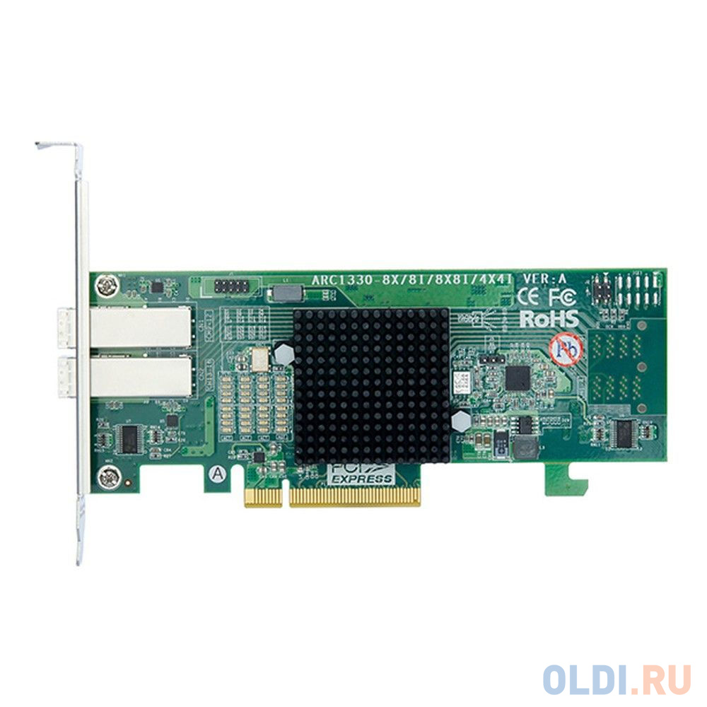 ARC-1330-8x PCIe 3.0 x8 Low Profile, SAS/SATA 12G, HBA, 8port (2*ext SFF8644), (аналог LSI00343 9300-8E), RTL {10}