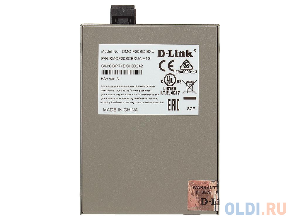 Медиаконвертер D-Link DMC-F20SC-BXU/A1A WDM медиаконвертер с 1 портом 10/100Base-TX и 1 портом 100Base-FX с разъемом SC (ТХ: 1310 нм; RX: 1550 нм) для от OLDI