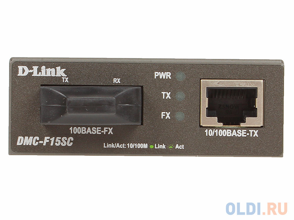 Медиаконвертер D-Link DMC-F15SC/A1A Медиаконвертер с 1 портом 10/100Base-TX и 1 портом 100Base-FX с разъемом SC для одномодового оптического кабеля (д фото