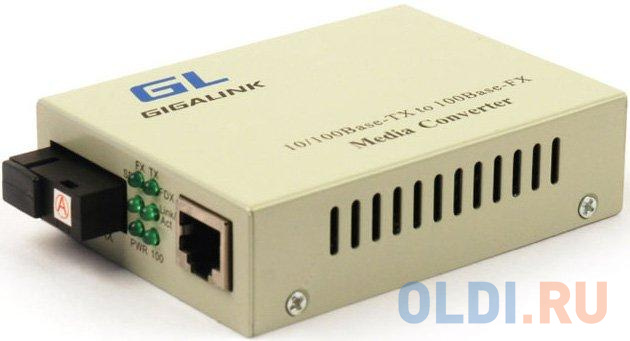 GIGALINK GL-MC-UTPF-SC1F-18SM-1550-N Конвертер из UTP, 100Мбит/c в WDM, без LFP, SM, SC, Tx:1550/Rx:1310, 18 дБ (до 20 км)