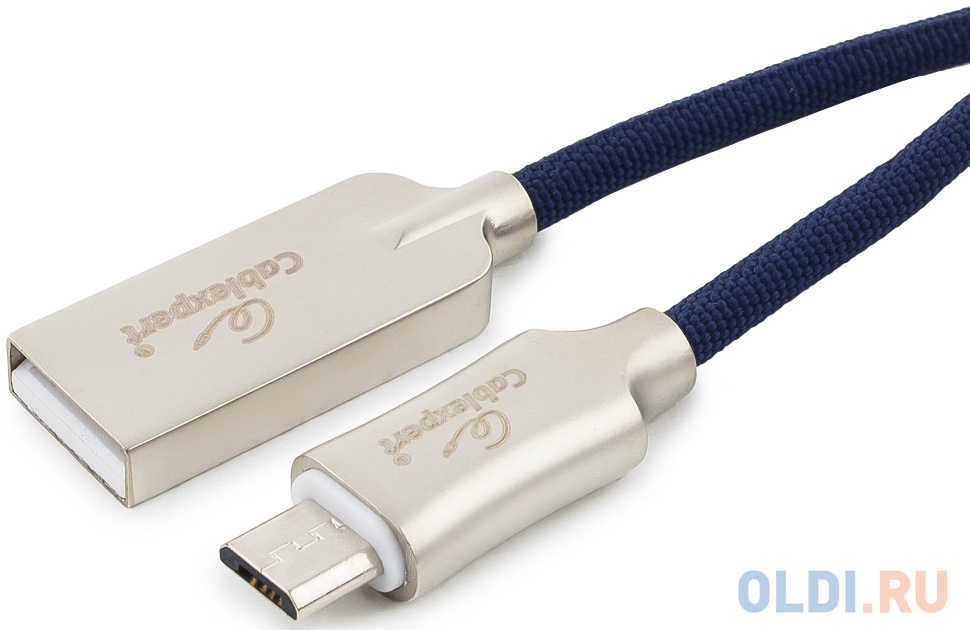 Cablexpert Кабель USB 2.0 CC-P-mUSB02Bl-1M AM/microB серия Platinum длина 1м синий блистер.