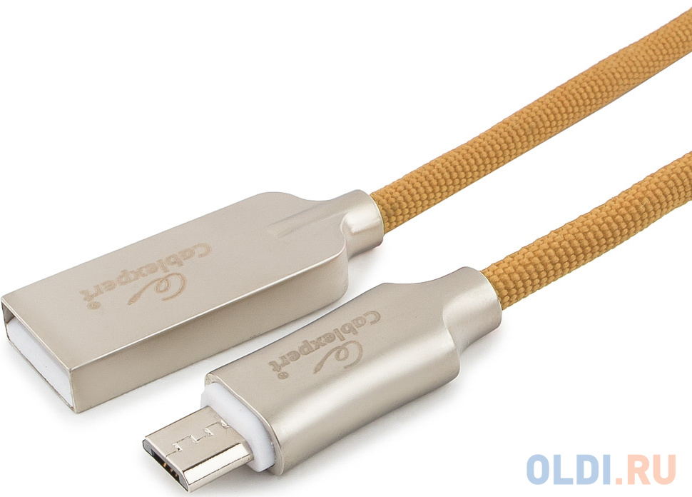 Cablexpert Кабель USB 2.0 CC-P-mUSB02Gd-1M AM/microB серия Platinum длина 1м золотой блистер.