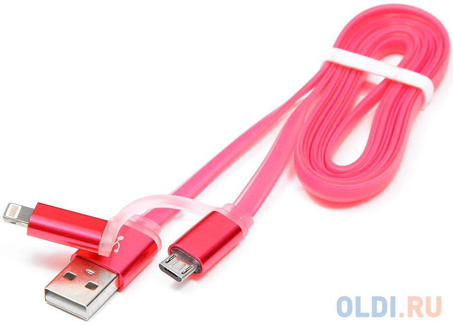Кабель USB - microBM/Lightning Cablexpert CC-mAPUSB2pk1m 1 м комбо кабель алюминиевые разъемы розовый.