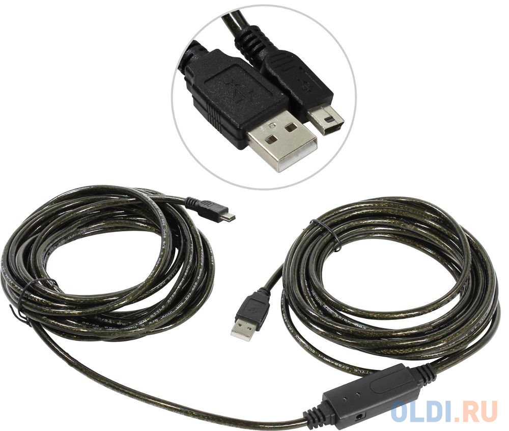 

Кабель miniUSB 15м Green Connection GCR-UM2M5P1-BD2S-15.0m круглый черный