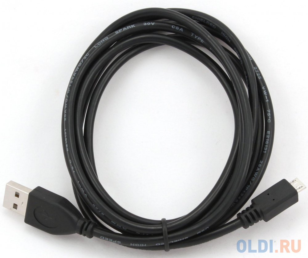 Кабель microUSB 1м Cablexpert круглый черный кабель microusb 0 5м bion bnccp musb2 ambm 0 5m круглый