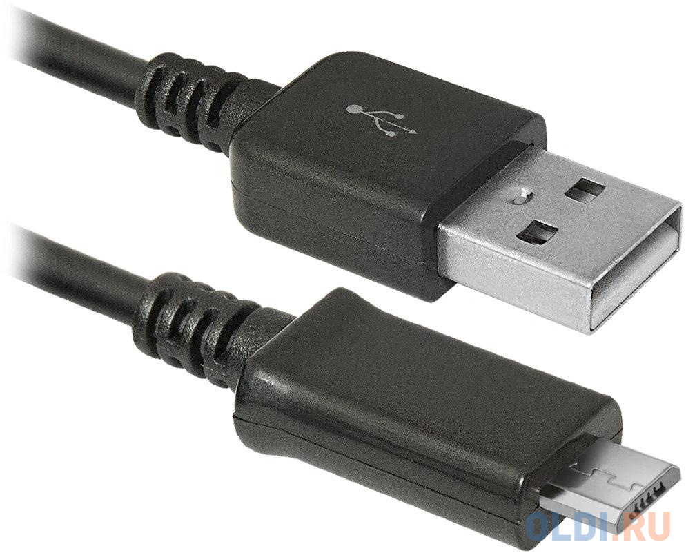 Кабель microUSB 1м Defender USB08-03H круглый черный
