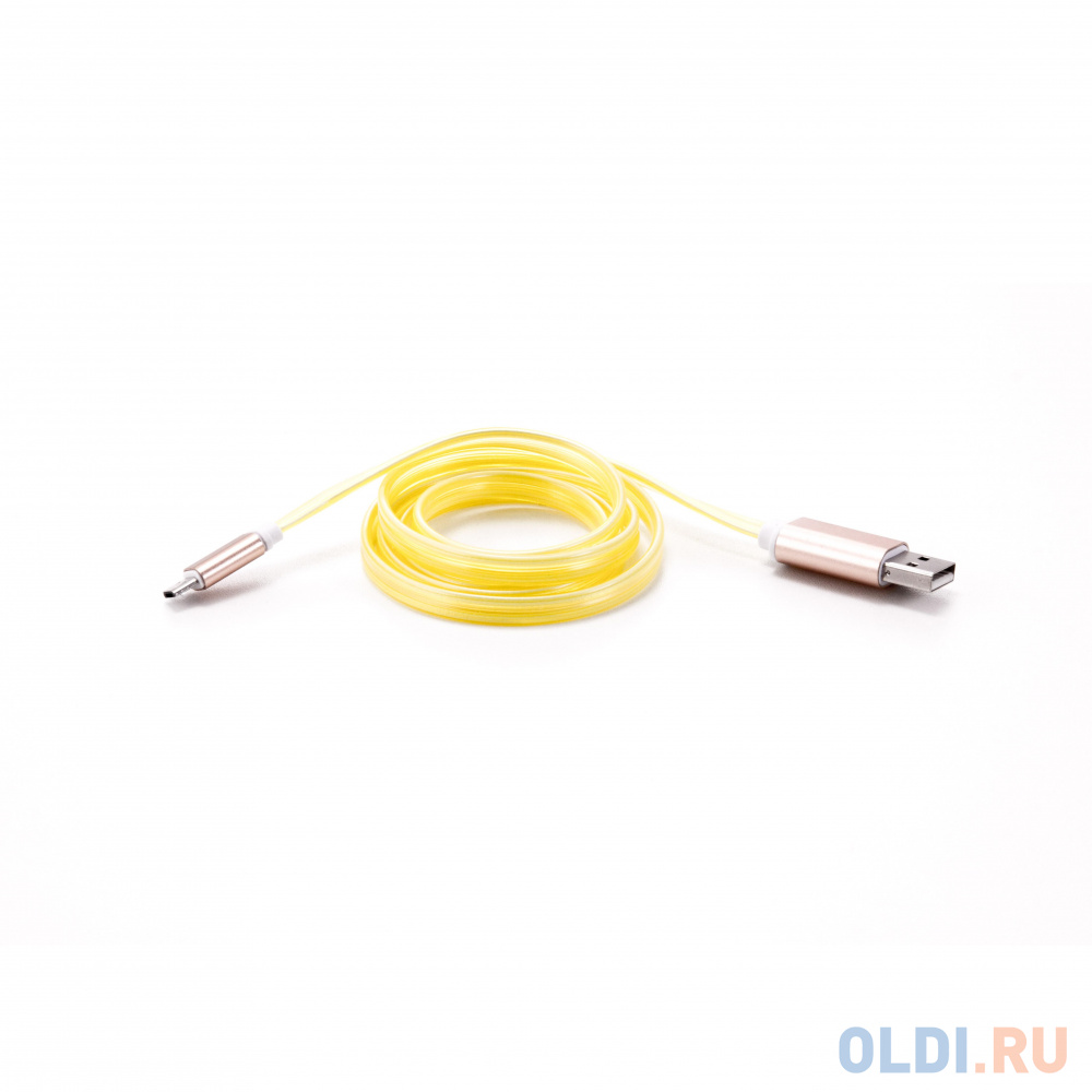 Кабель microUSB 1м Gmini GM-MEL200FLATY плоский жёлтый кабель 2 в 1 luazon microusb lightning usb 1 а 0 9 м плоский белый