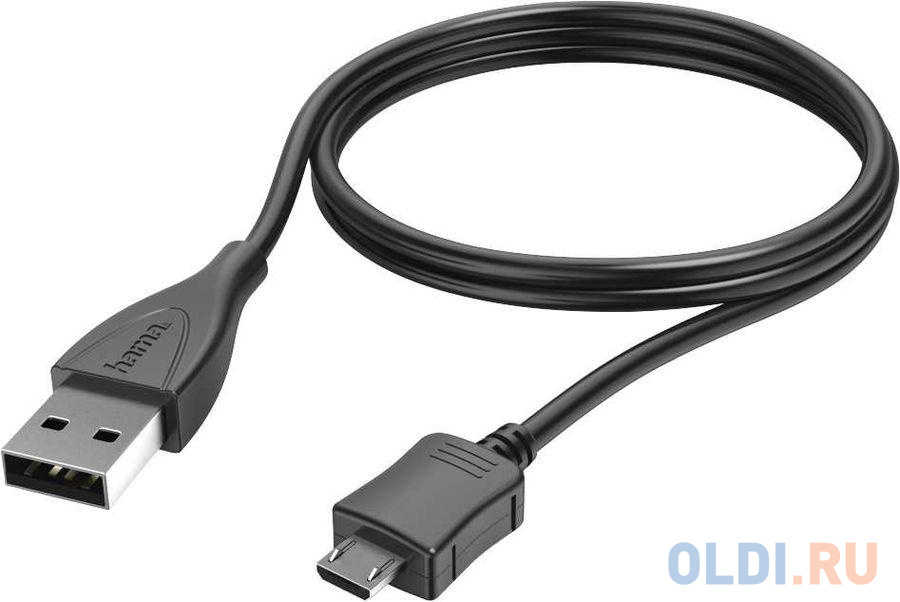 Кабель USB microUSB 1м HAMA 00173891 круглый черный
